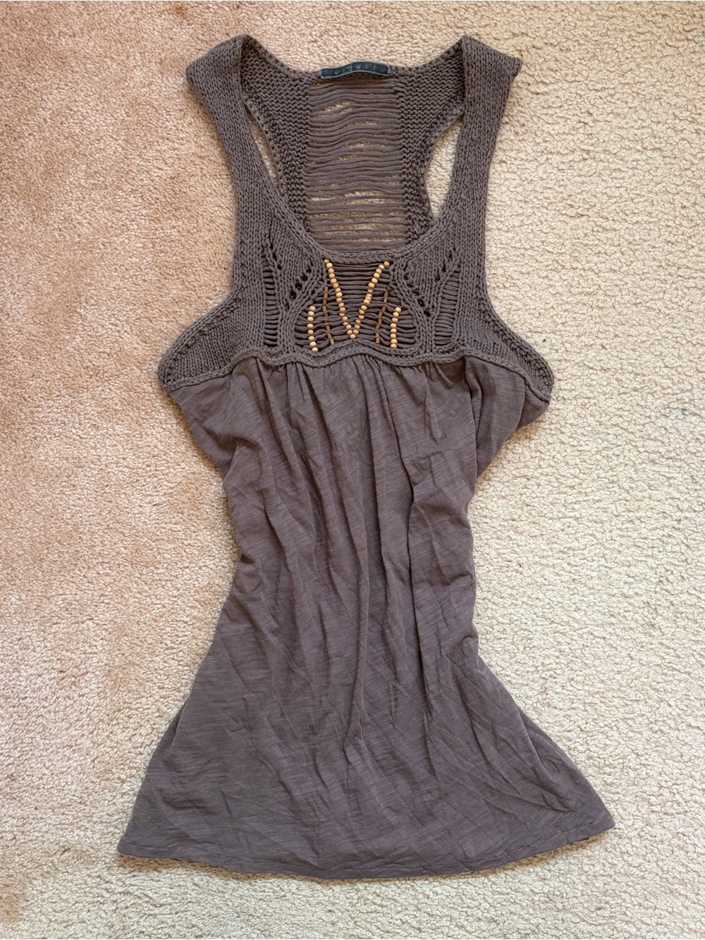 velvet boho fairycore knit crochet beaded racerback dress top